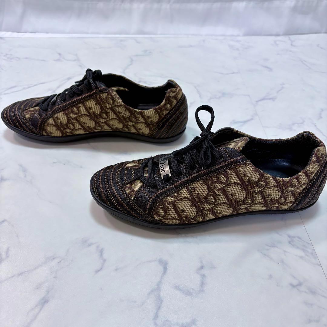 美品 Dior オブリーク柄 モノグラム ローカットスニーカー 37 24cm