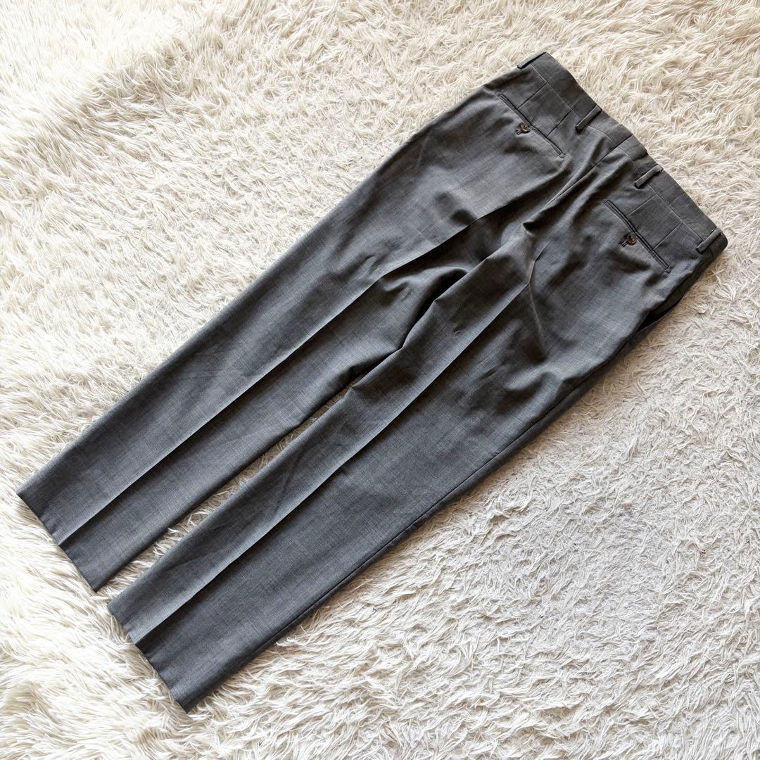 <極美品>LARDINI 新ロゴ グレー ウール スーツ ブートニエール 46