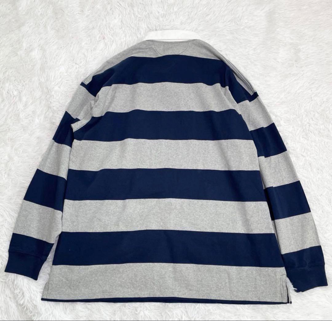 【美品】ラルフローレン　ビッグフィットストライプドジャージーラグビーシャツ