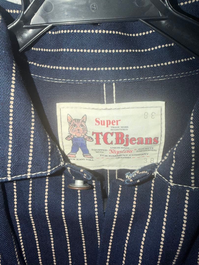 TCBjeans ストライプカバーオール 38