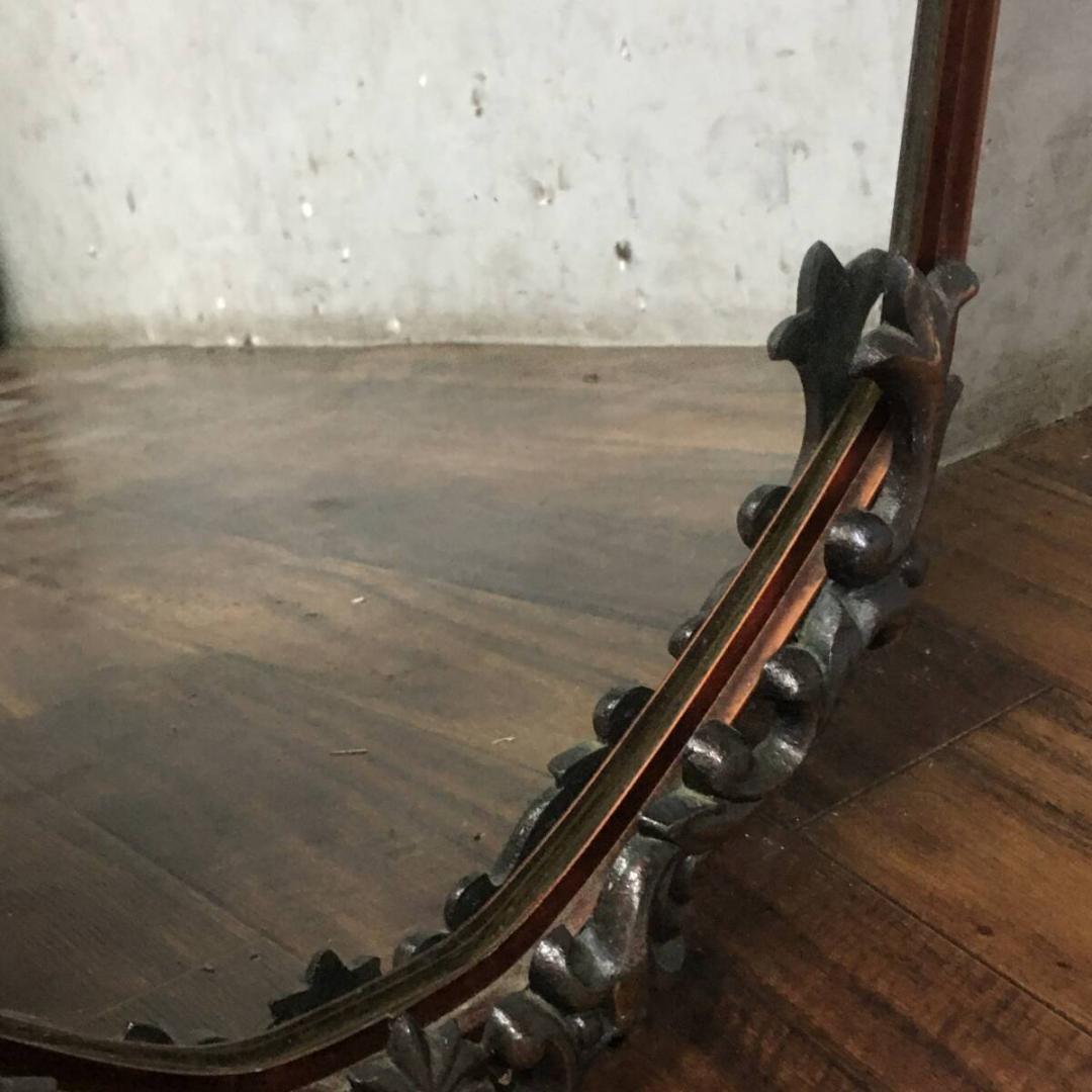 ヴィンテージ アンティーク オーバルミラー 40×85㎝ ブロンズ