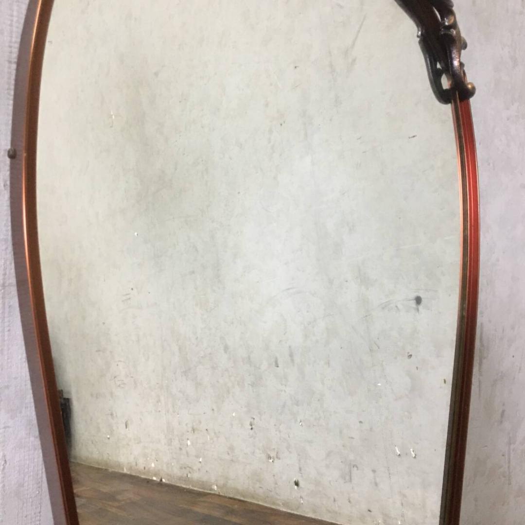 ヴィンテージ アンティーク オーバルミラー 40×85㎝ ブロンズ