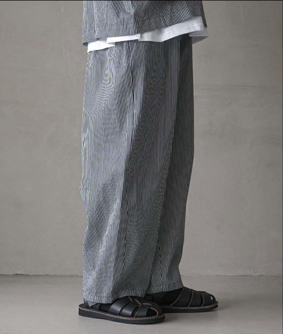 mizuiro ind ヒッコリーワイドテーパードパンツ