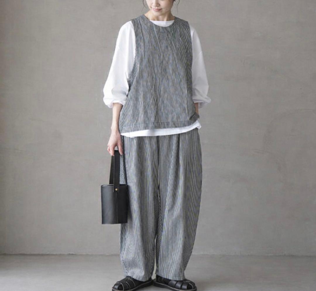mizuiro ind ヒッコリーワイドテーパードパンツ