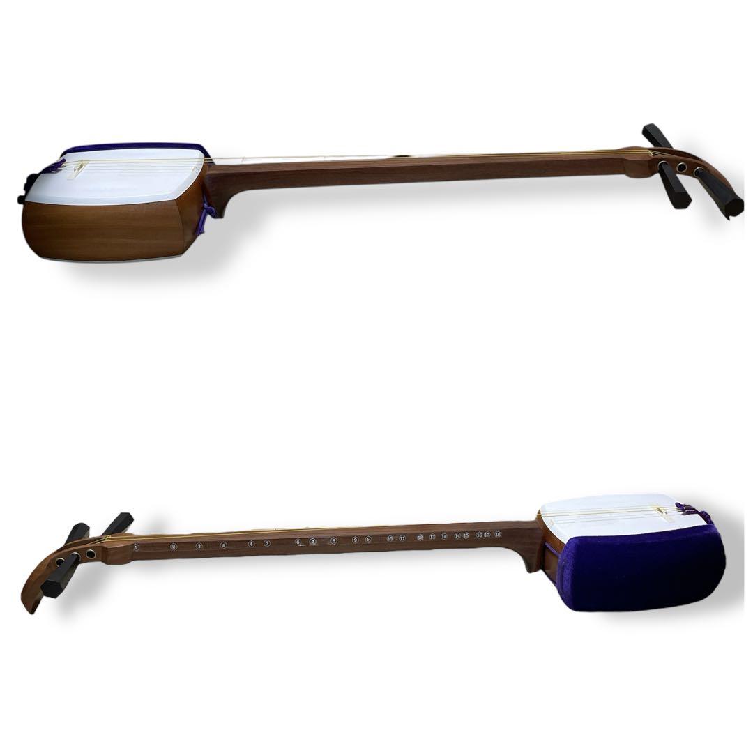 【美品✨】津軽三味線　太棹　人工皮　丸打胴　ソフトケース　撥