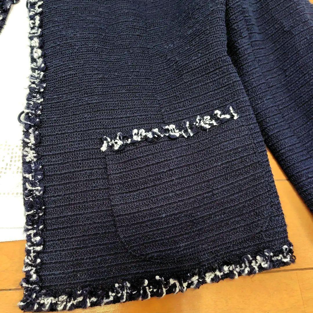 専用レリアン 濃紺ネイビー テーラードジャケット フリンジ仕上げ13L