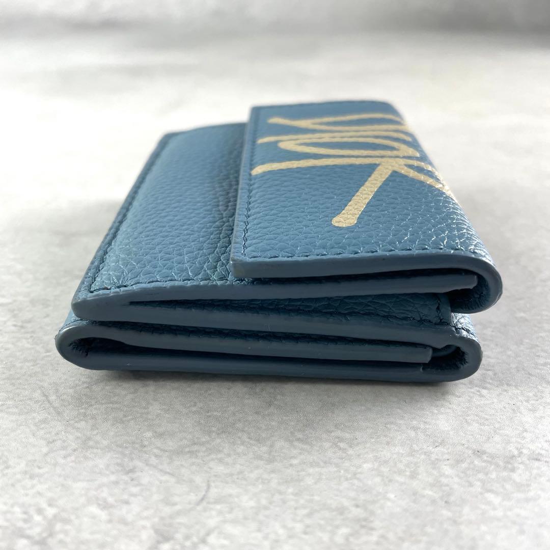 極美品✨ ディオール×ステューシー コラボ 折財布 レザー 小銭入れ ブルー