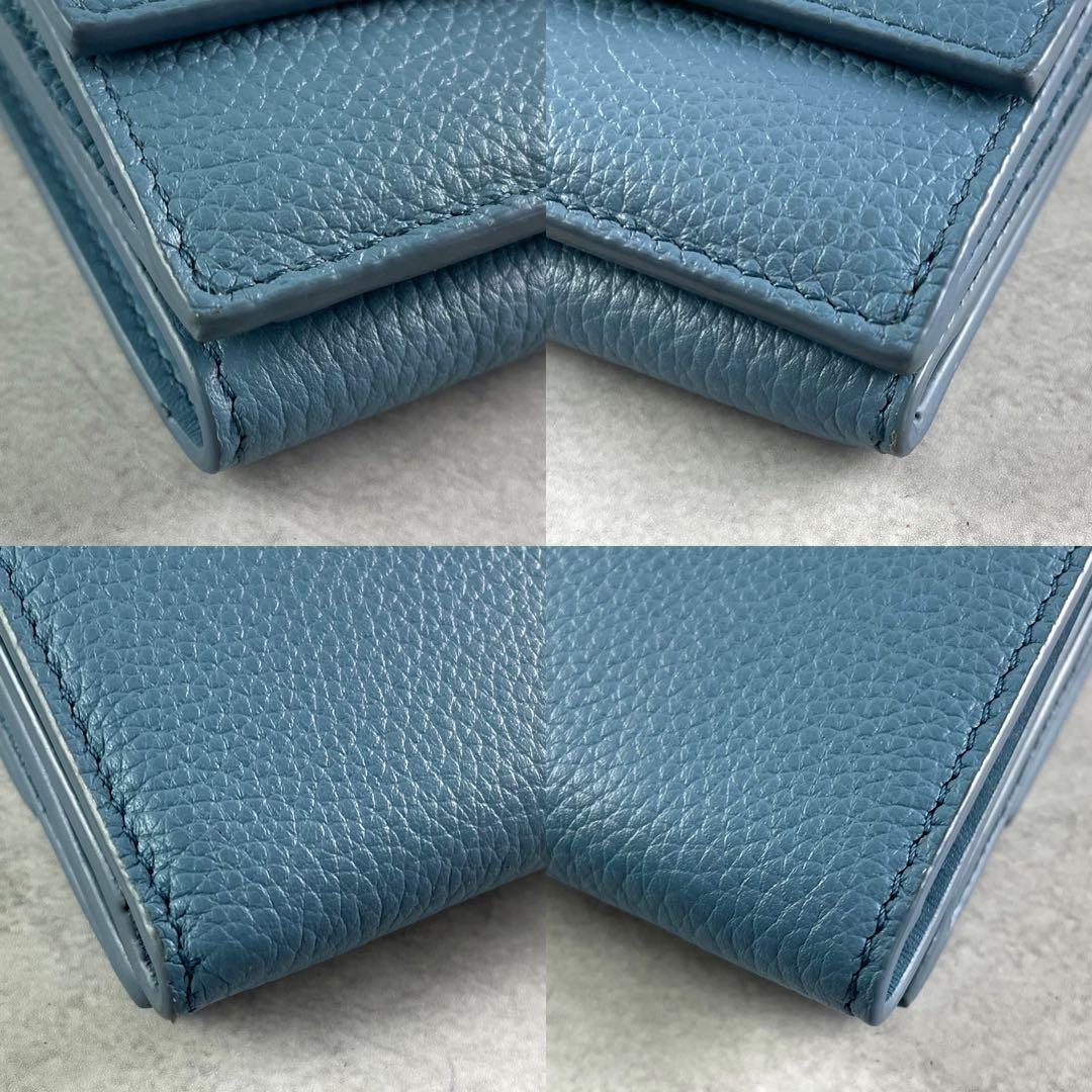 極美品✨ ディオール×ステューシー コラボ 折財布 レザー 小銭入れ ブルー