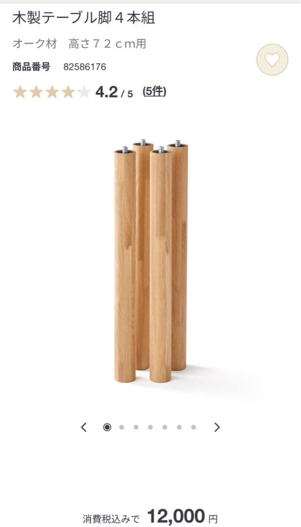 （無印良品.美品）オーク材ナチュラルテーブル天板&脚セット