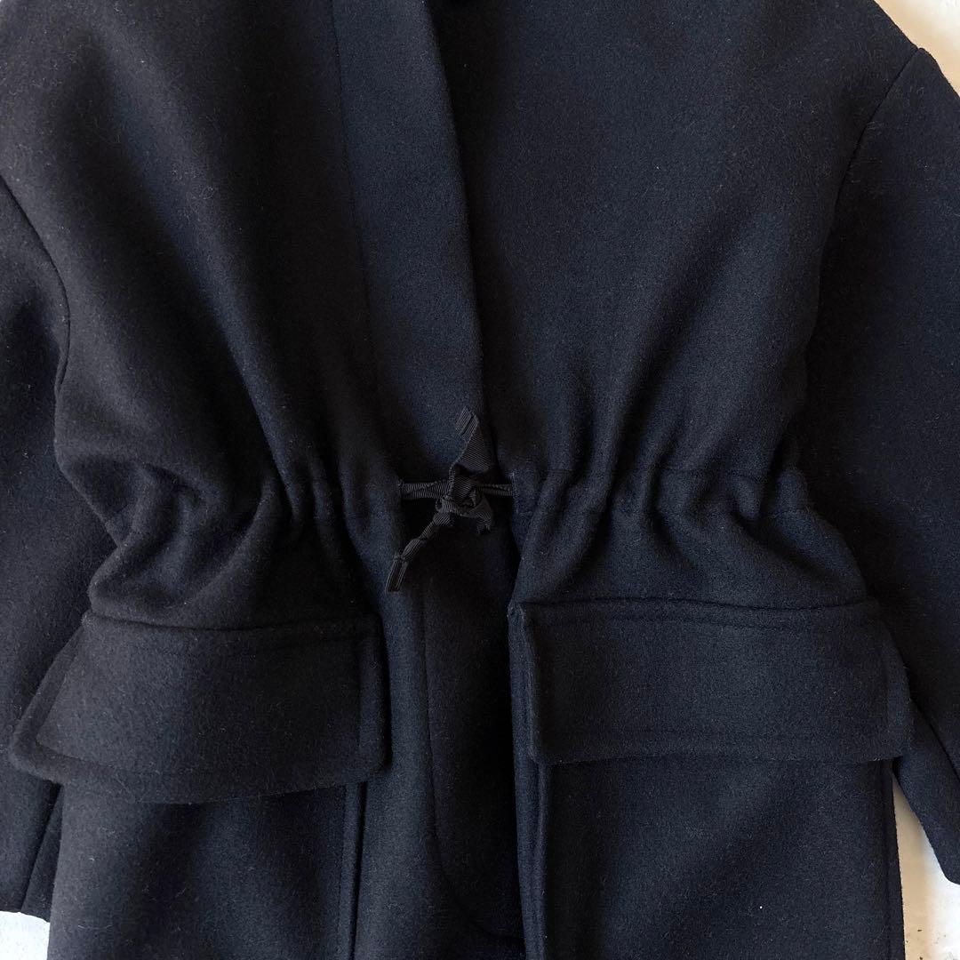 イザベルマラン オーバーサイズ フーデッドウールメルトン リバーハーフコート 黒