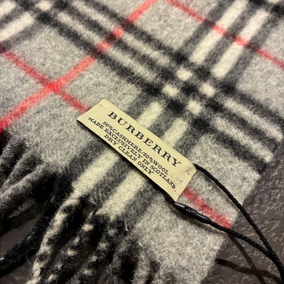 スコットランド製 BURBERRY カシミヤ ウール マフラー ストール