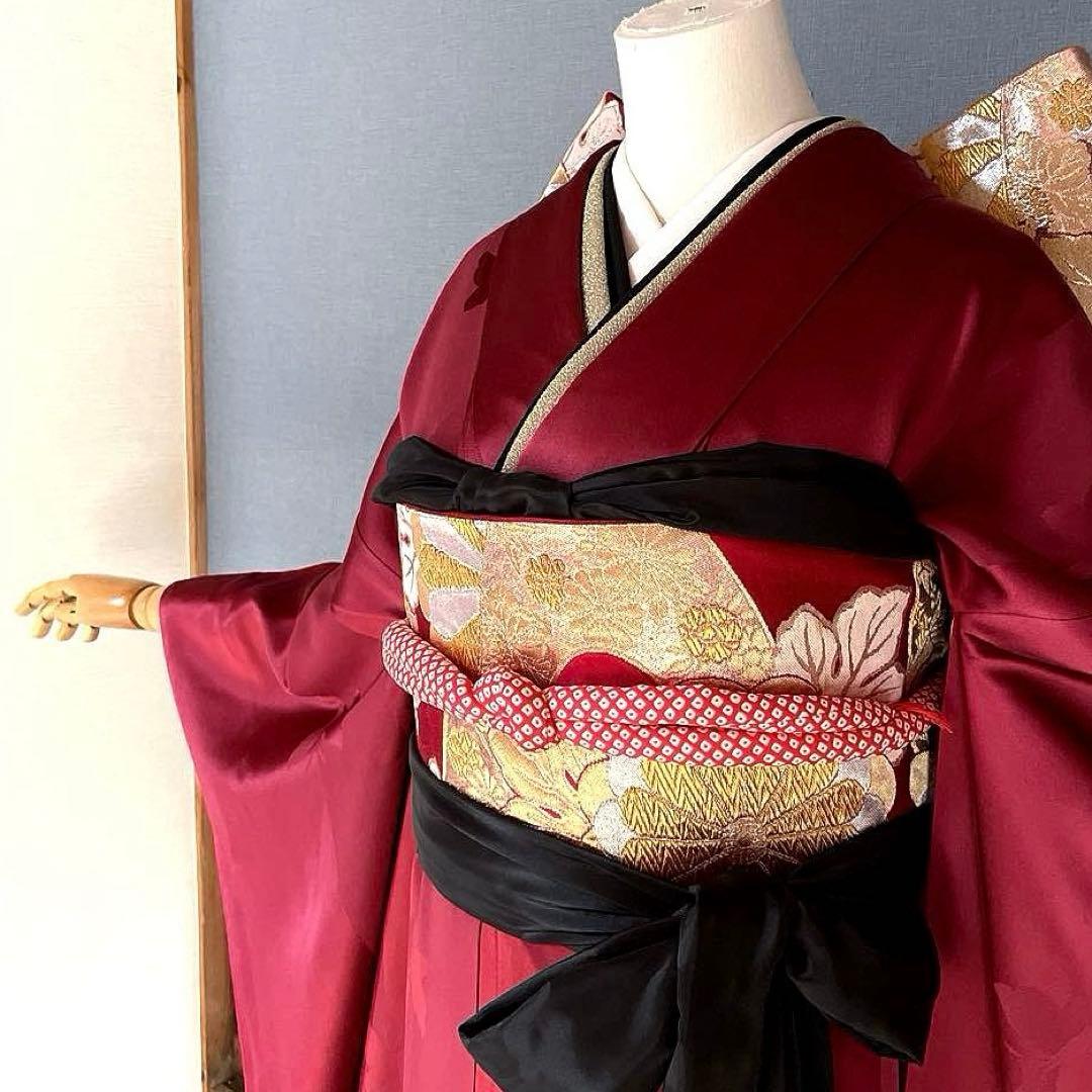 振袖フルセット　手染め無地　成人式振袖　振袖　裄丈68 ➕サイズ　赤系