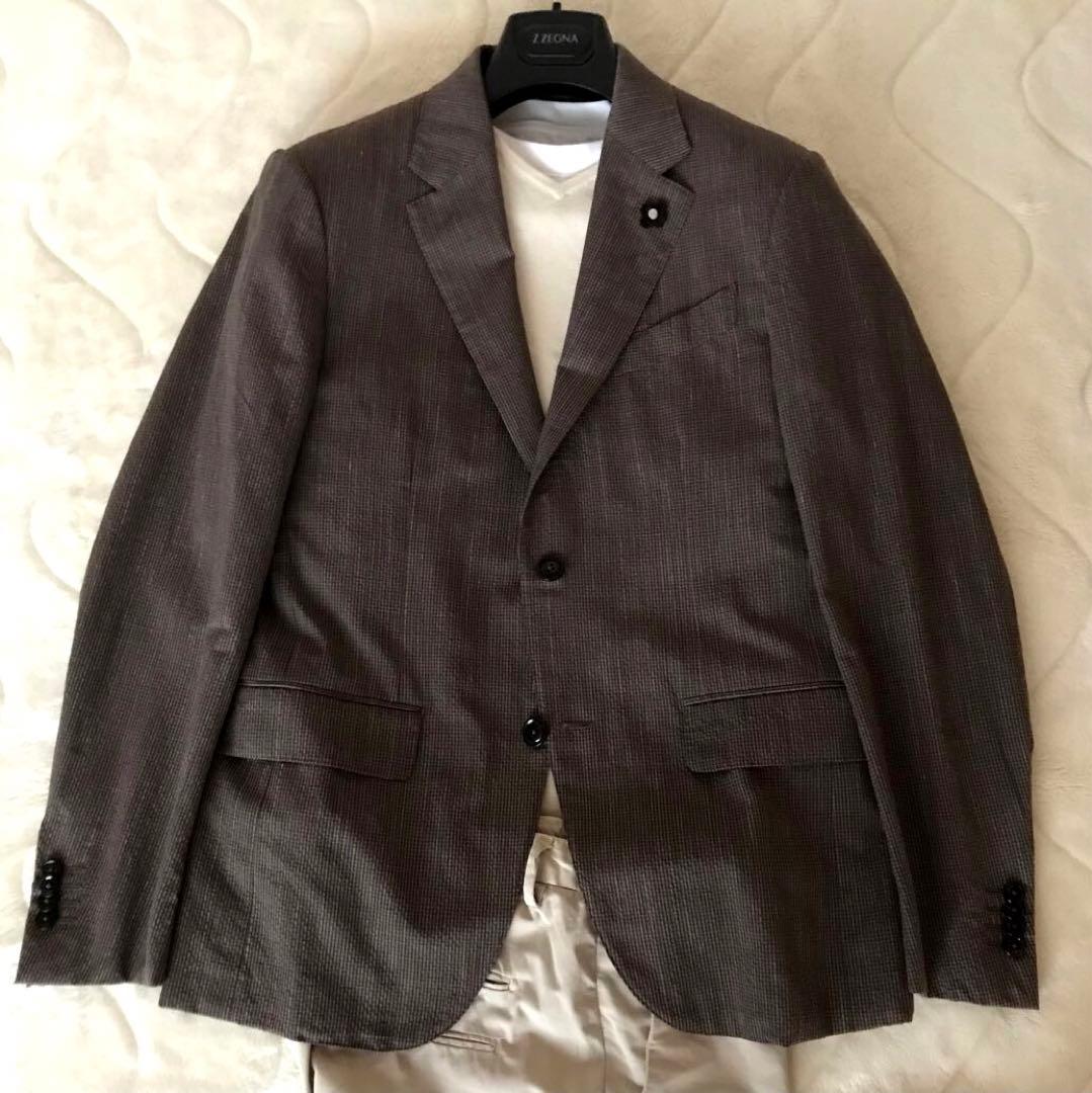 極美品　エルメネジルドゼニア　最上級トロフェオシアサッカージャケット　46