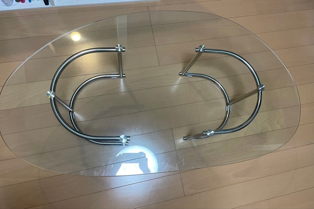 【soyon】楕円形ガラスセンターテーブル