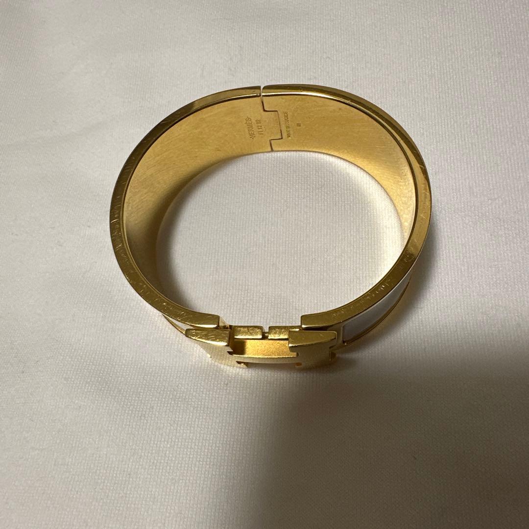HERMES ホワイト ゴールド バングル