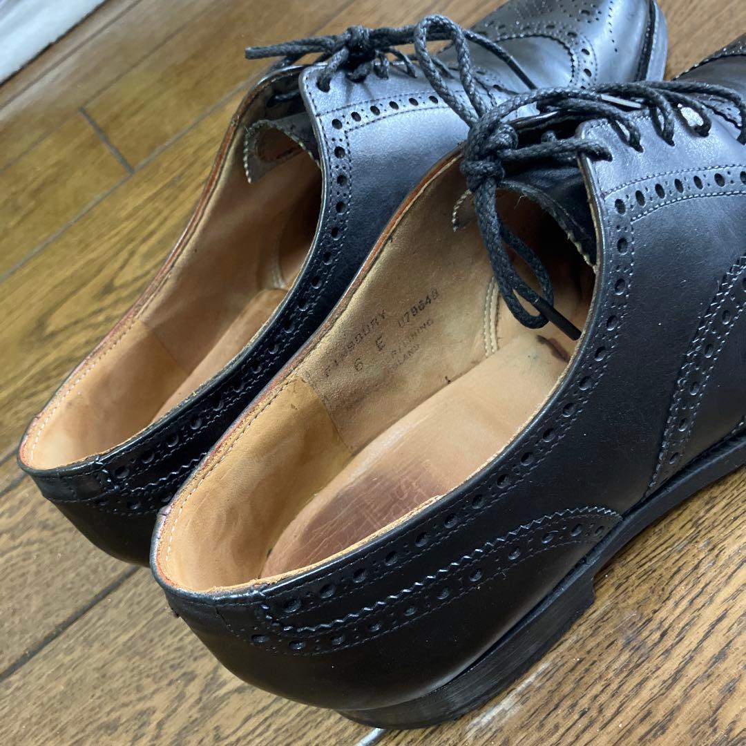 CROCKETT&JONESの黒ウィングチップレザーシューズ6E