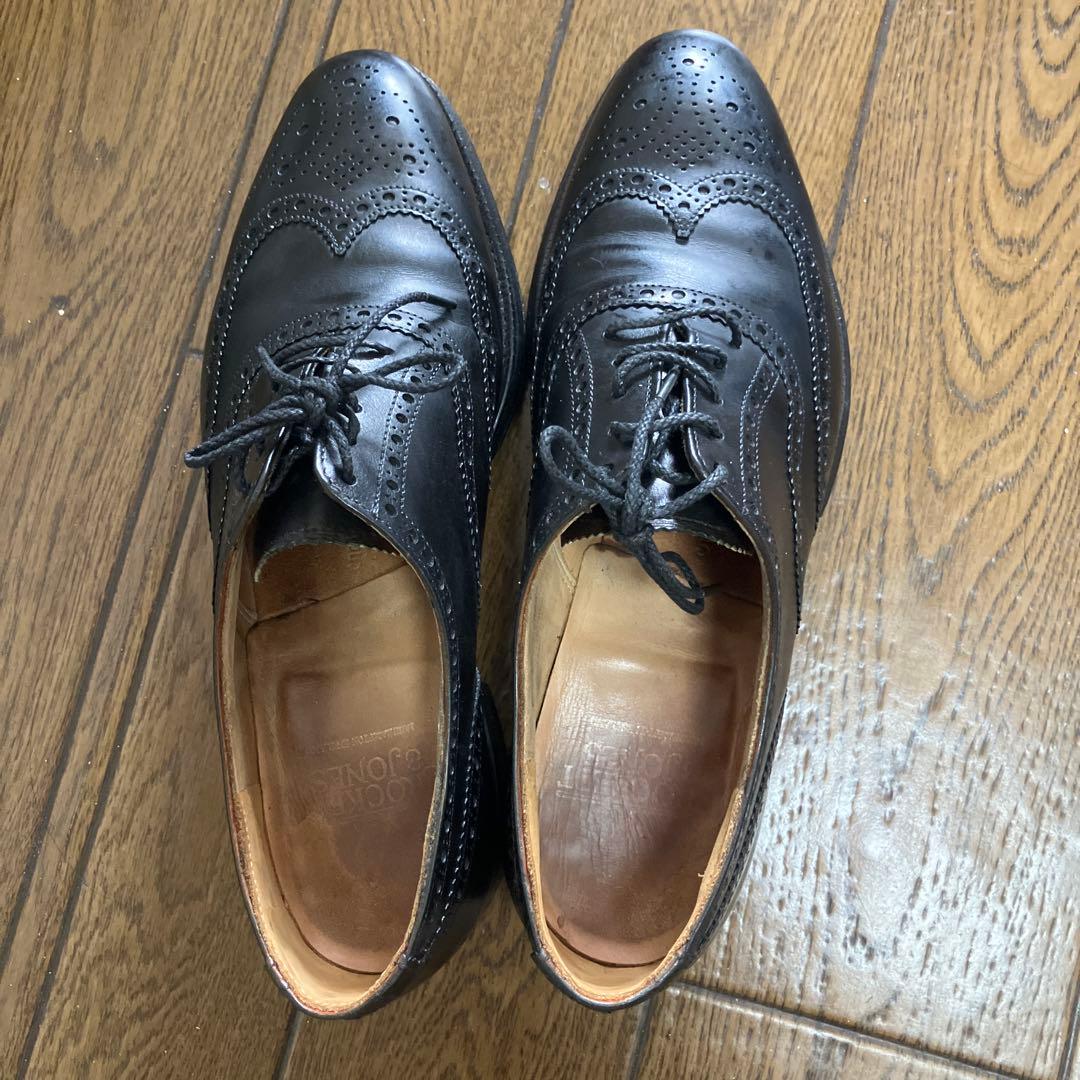 CROCKETT&JONESの黒ウィングチップレザーシューズ6E