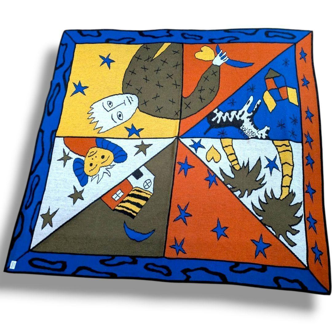 希少品 ■カステルバジャック アート柄大判ストール シマウマ ヤシの木