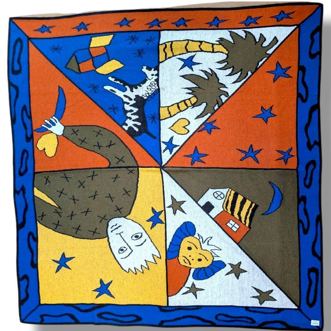 希少品 ■カステルバジャック アート柄大判ストール シマウマ ヤシの木