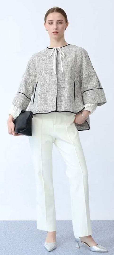 ノーカラー ツイード　ジャケット　スパンコール　アーガ　ヤマダヤ