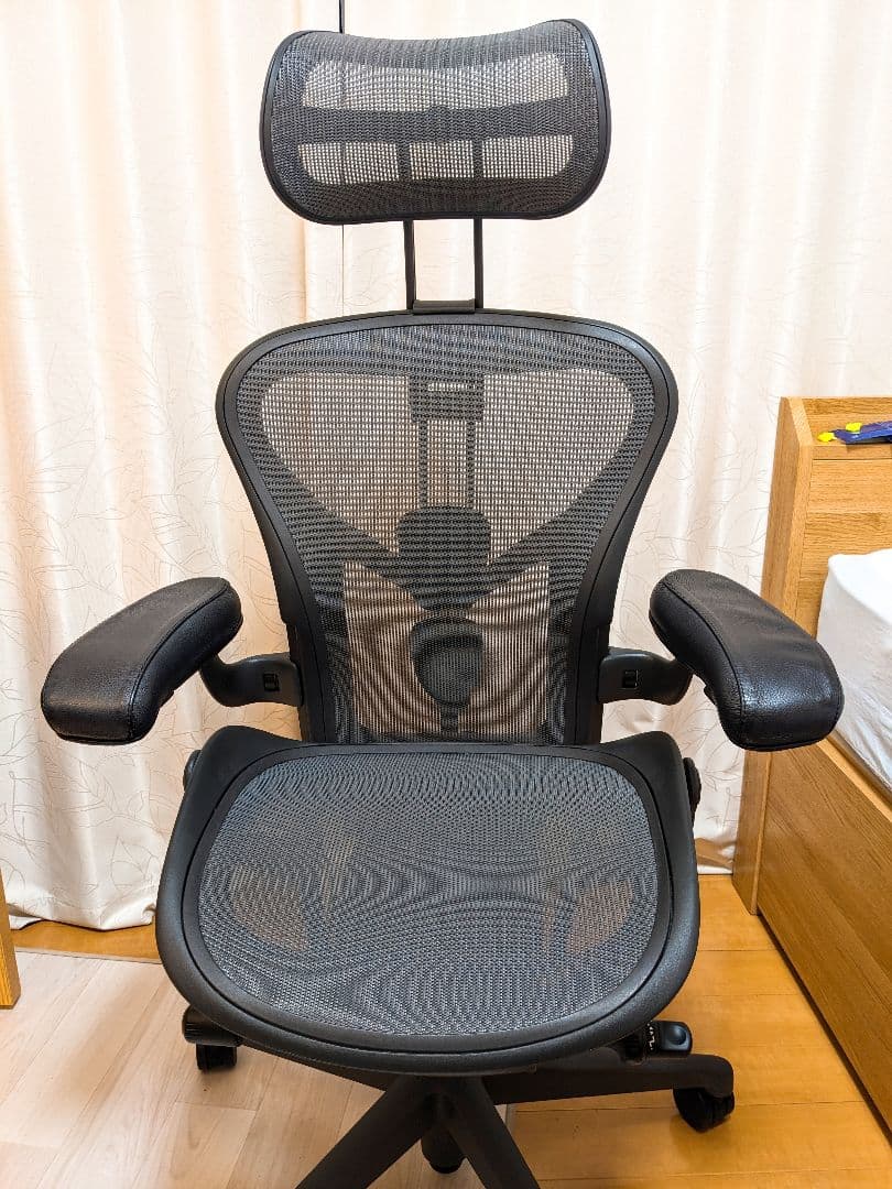 Hアーロンチェア(Aサイズ)　リマスタード　フル装備 + ヘッドレスト付き