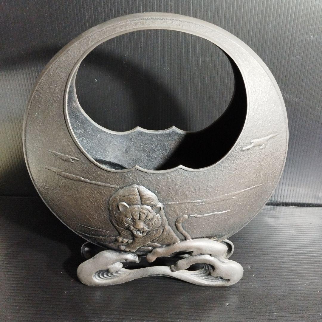 銅花器 花生 生け花 銅器 花器 龍 虎 華道レトロ アンティーク 花入