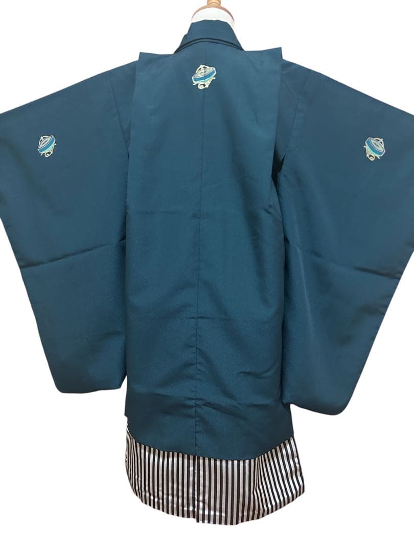 5歳フルセット♡七五三　男の子　一式　縦縞袴　深緑　黒