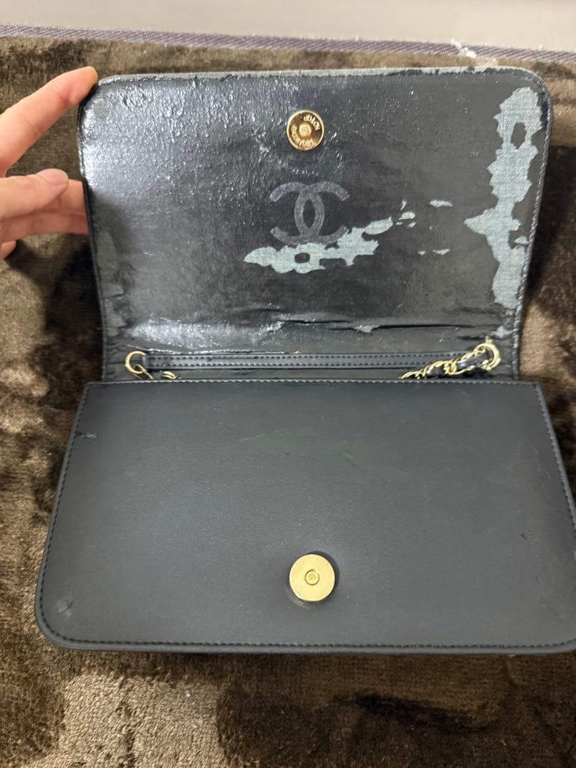 CHANEL グレー キルティング ショルダーバッグヴィンテージ