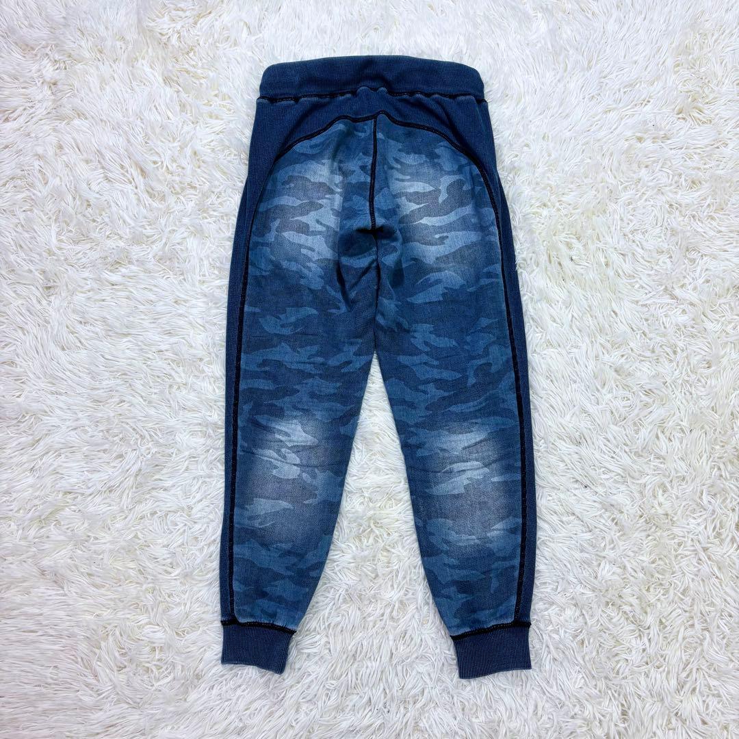 美品 ウノピュウ デニム ルームウェアセットアップ カモフラ柄 ネイビー 伸縮性