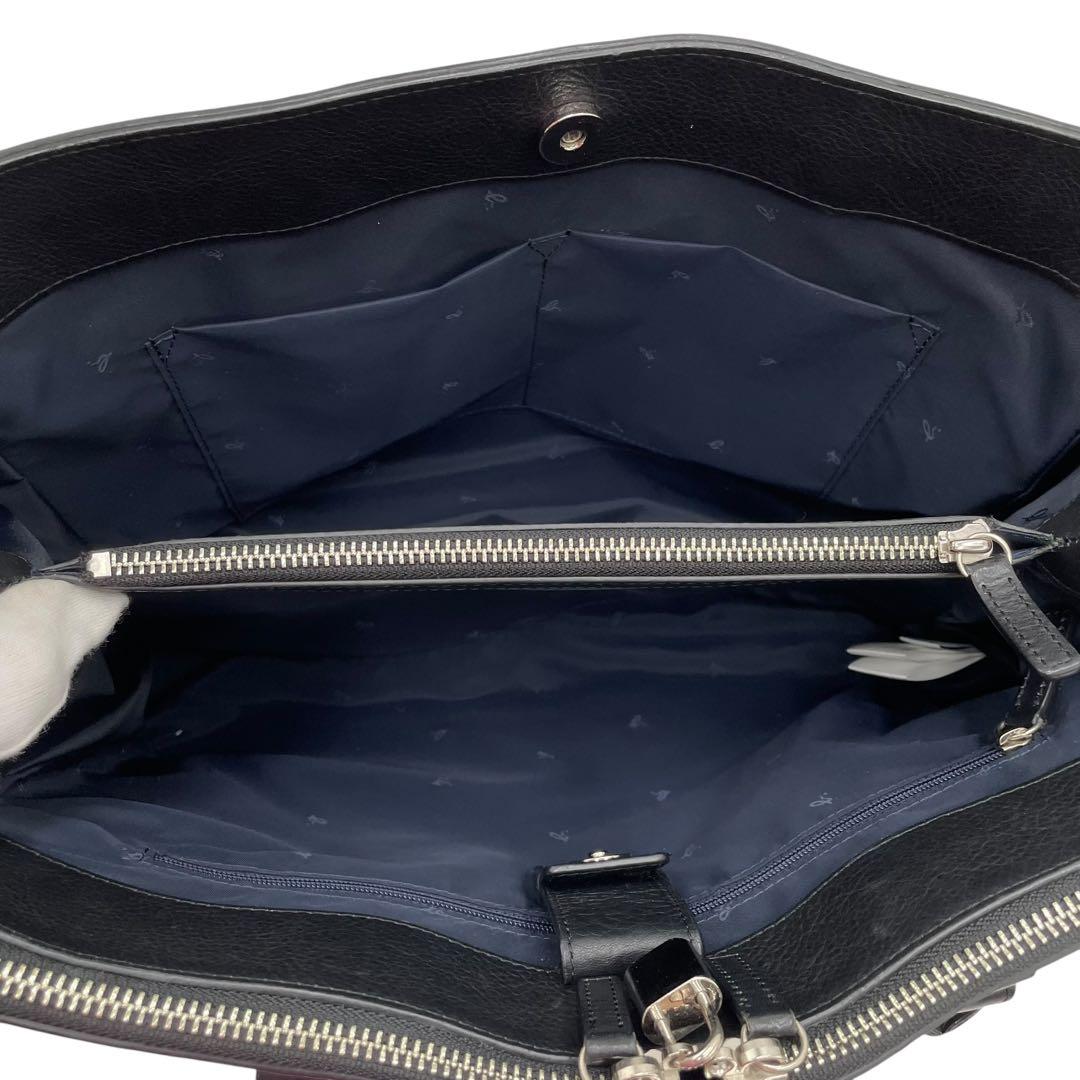 A4可 アニエスベー レザー 2way ショルダーバッグ 斜め掛け可 黒 カデナ