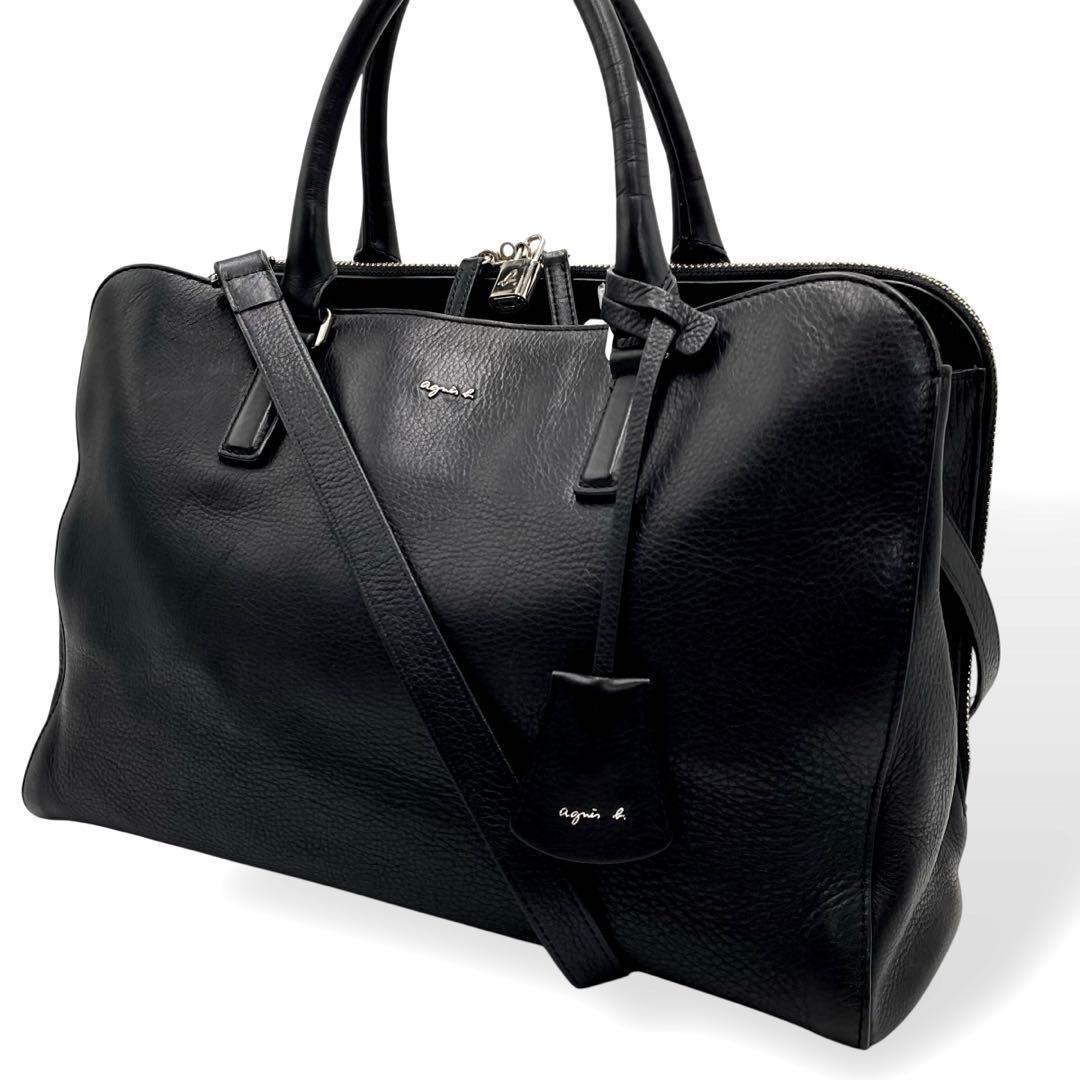 A4可 アニエスベー レザー 2way ショルダーバッグ 斜め掛け可 黒 カデナ