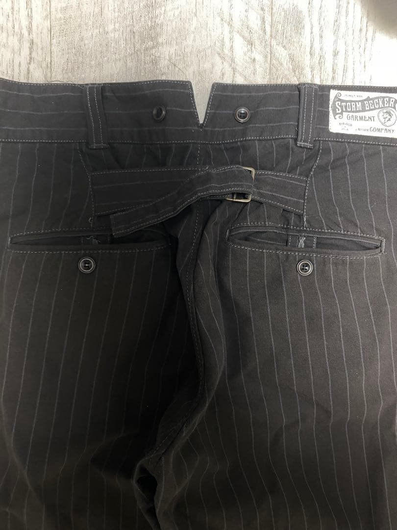 40s復刻　ワークパンツ　シンチバック　ヒッコリー　ブラウン　アメカジ