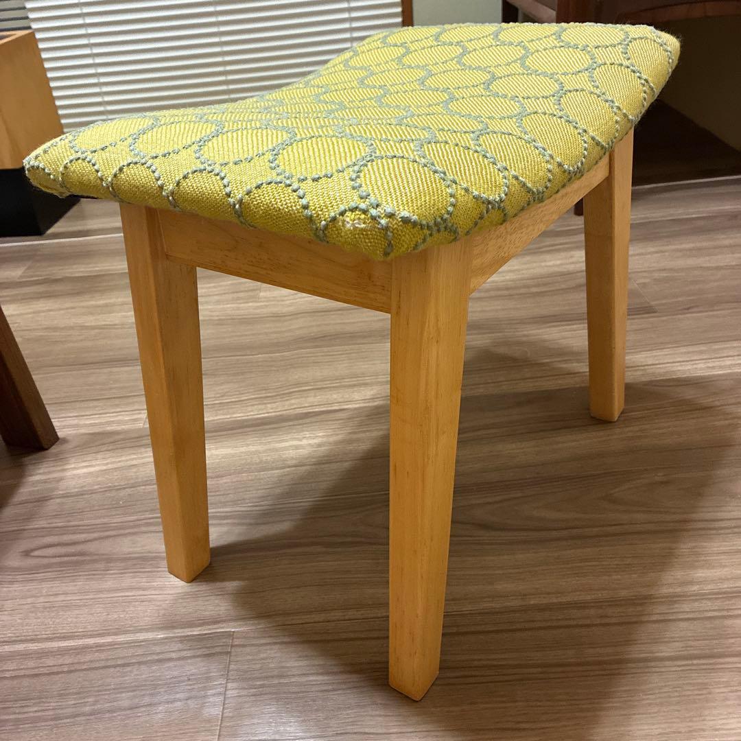 ミナペルホネン タンバリン ハンドメイド 生地 スツール 椅子 イエロー×青