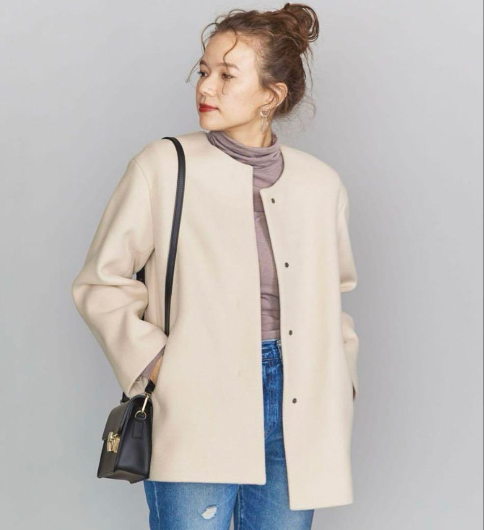 【クリーニング済み】 BEAUTY&YOUTH ノーカラー ショートコート