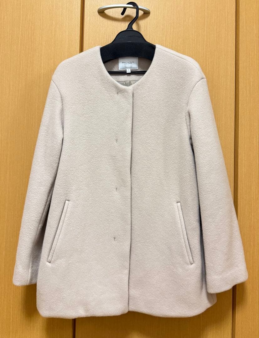 【クリーニング済み】 BEAUTY&YOUTH ノーカラー ショートコート