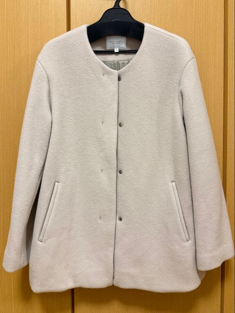 【クリーニング済み】 BEAUTY&YOUTH ノーカラー ショートコート