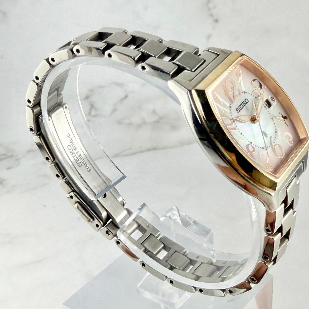 【稼働品】 セイコー ルキア ソーラー デイト シェル文字盤 V137-0CD0