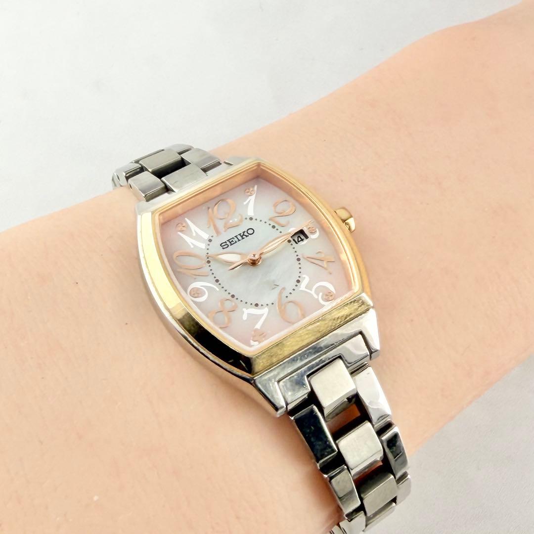 【稼働品】 セイコー ルキア ソーラー デイト シェル文字盤 V137-0CD0