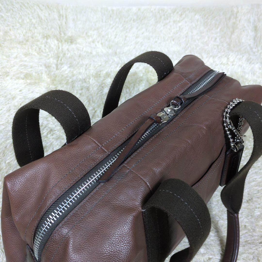 コーチ ボストンバッグ トンプソン 肩掛け レザー ダークブラウン