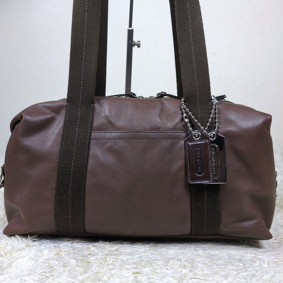 コーチ ボストンバッグ トンプソン 肩掛け レザー ダークブラウン