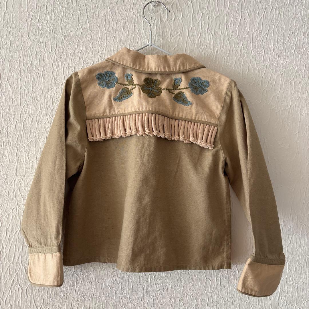 apolina 刺繍 フリンジ シャツ　3-5y