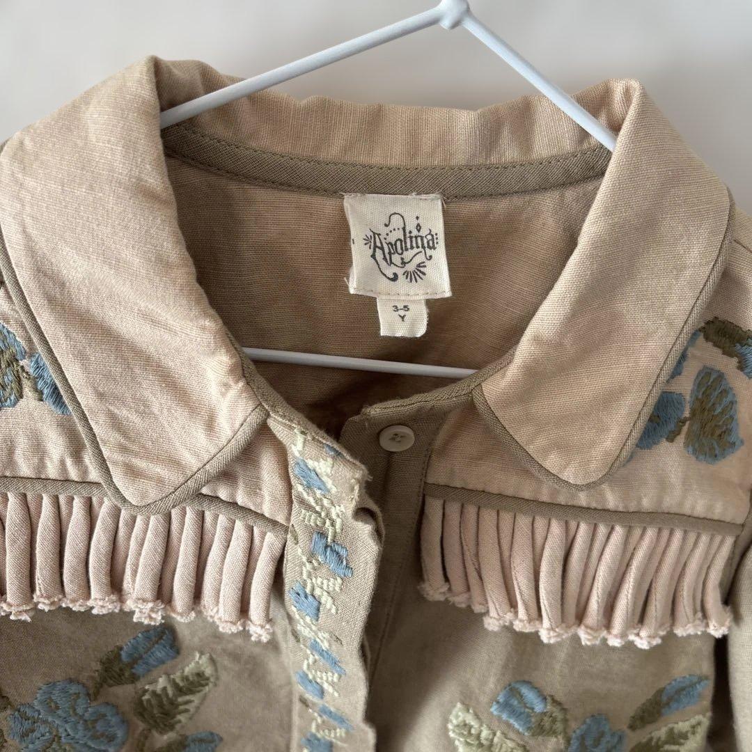 apolina 刺繍 フリンジ シャツ　3-5y