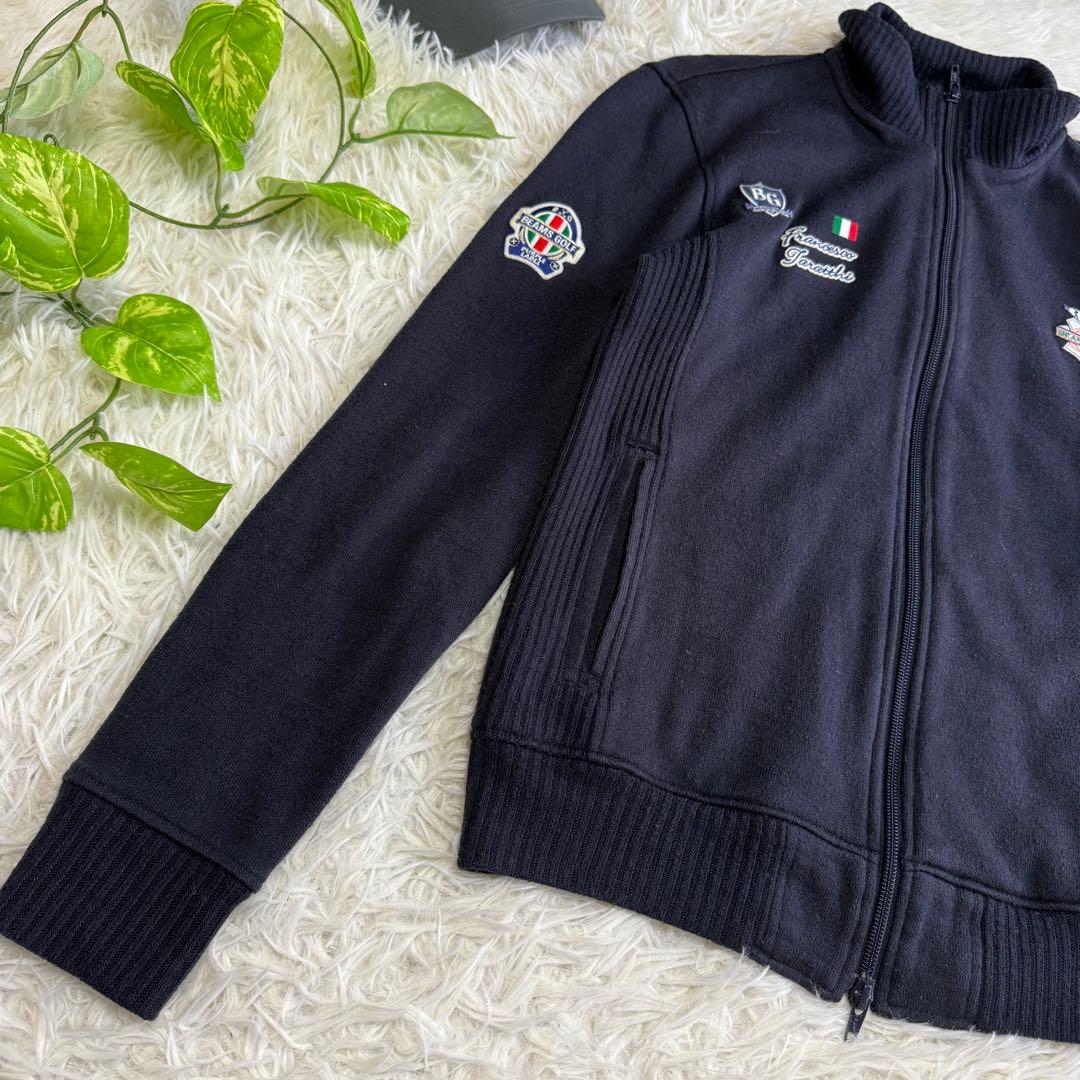 【ビームスゴルフ】美品 ジップジャケット ニット ネイビー Mサイズ メンズ
