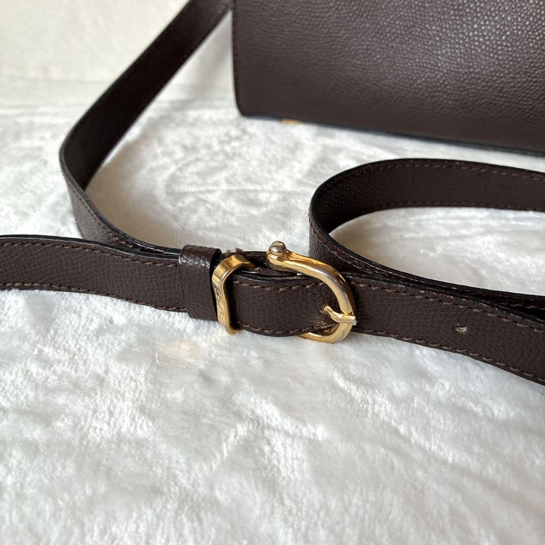 セリーヌ CELINE ショルダーバッグ ターンロック ゴールド金具 ブラウン