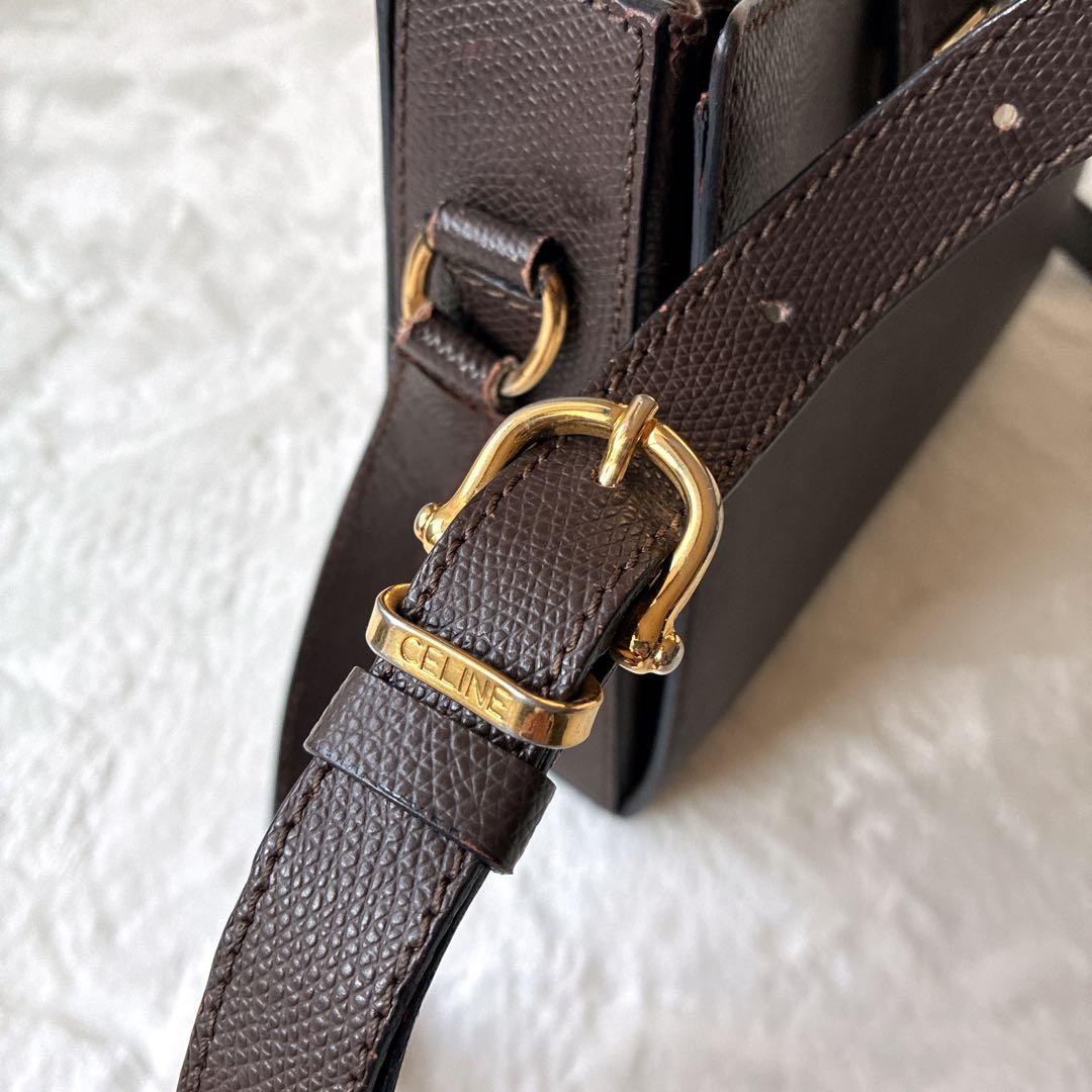 セリーヌ CELINE ショルダーバッグ ターンロック ゴールド金具 ブラウン