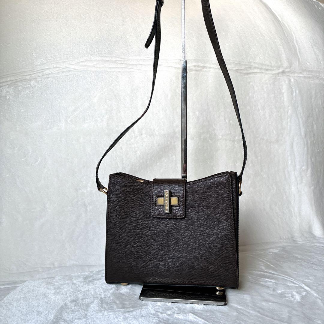 セリーヌ CELINE ショルダーバッグ ターンロック ゴールド金具 ブラウン