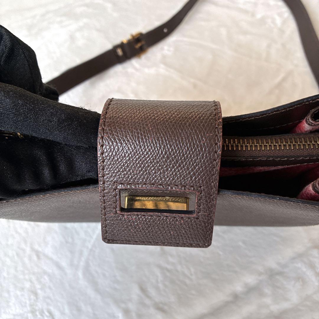 セリーヌ CELINE ショルダーバッグ ターンロック ゴールド金具 ブラウン