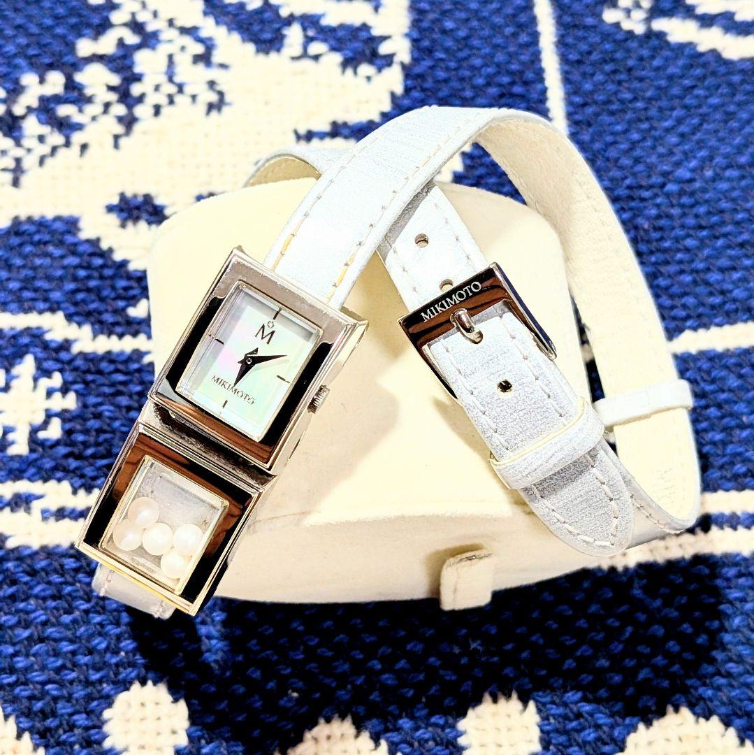 替えベルト付き美品●ミキモト ジュエリーウォッチ 5パール 2連2連ベルト