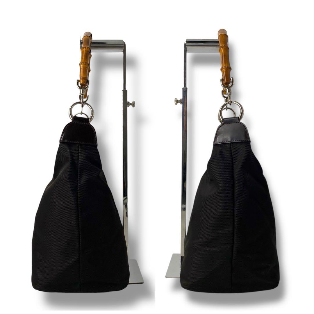 美品 GUCCI グッチ バンブー ワンショルダーバッグ ヴィンテージ ナイロン