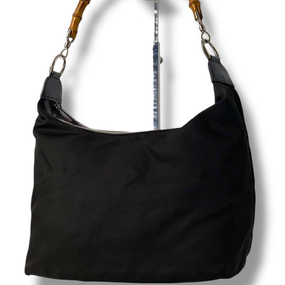 美品 GUCCI グッチ バンブー ワンショルダーバッグ ヴィンテージ ナイロン